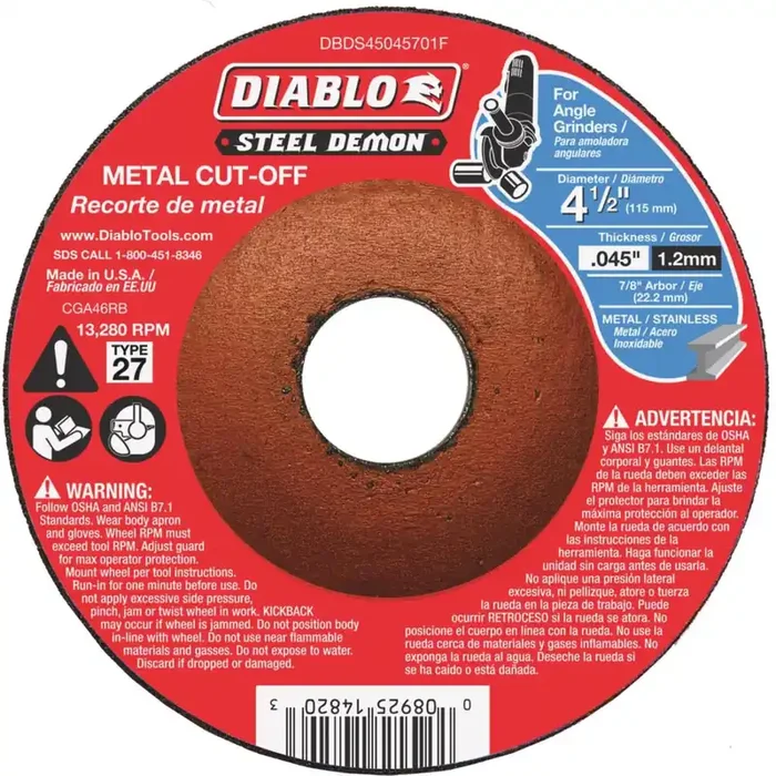 Diablo Steel Demon Type 27 4-1/2 In. x 0.045 In. x 7/8 In. Metal Cut Off Wheel