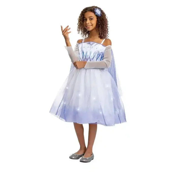 Disney Frozen 2 Elsa Deluxe Light Up Kids‘ Halloween Costume Dress with Headpiece XS (3-4T)
