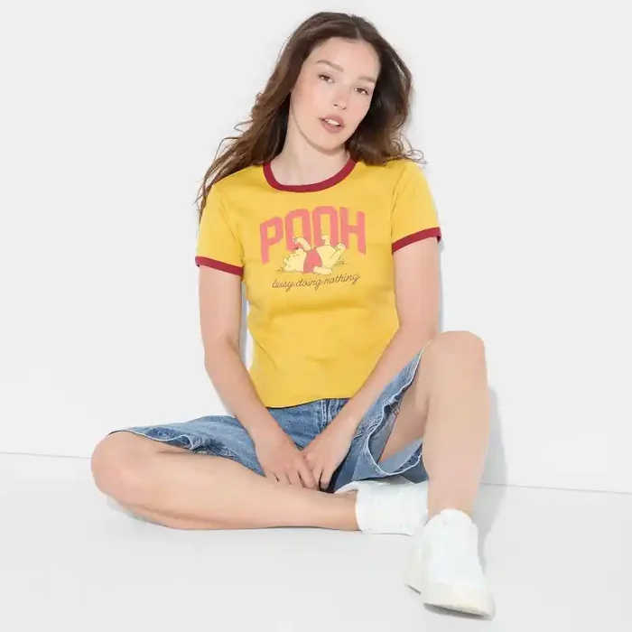 Disney Women‘s Pooh Ringer Short Sleeve Graphic Baby T-Shirt – Dark Mustard Yellow L