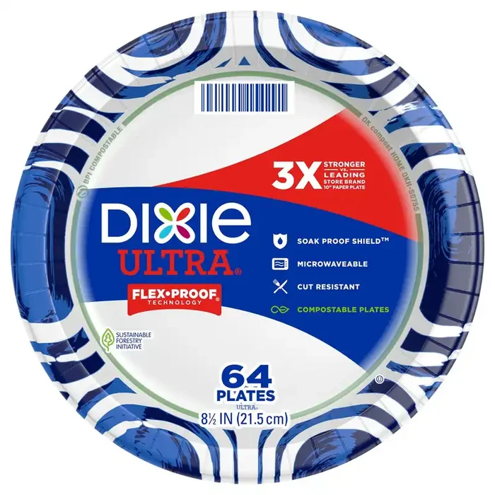 Dixie Ultra Compostable 8.5 Inch Plates, 64 Count