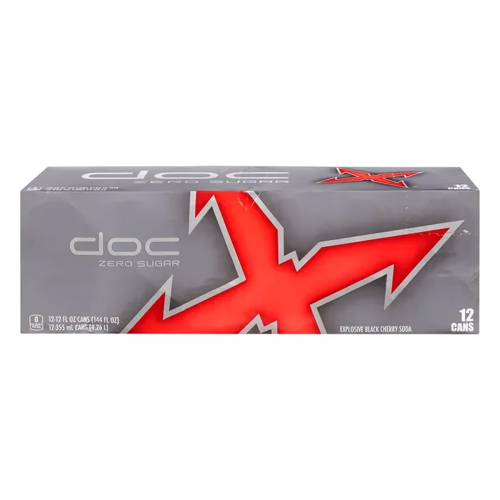 Doc X Zero Sugar 12 Cans Explosive Black Cherry Soda 12 ea
