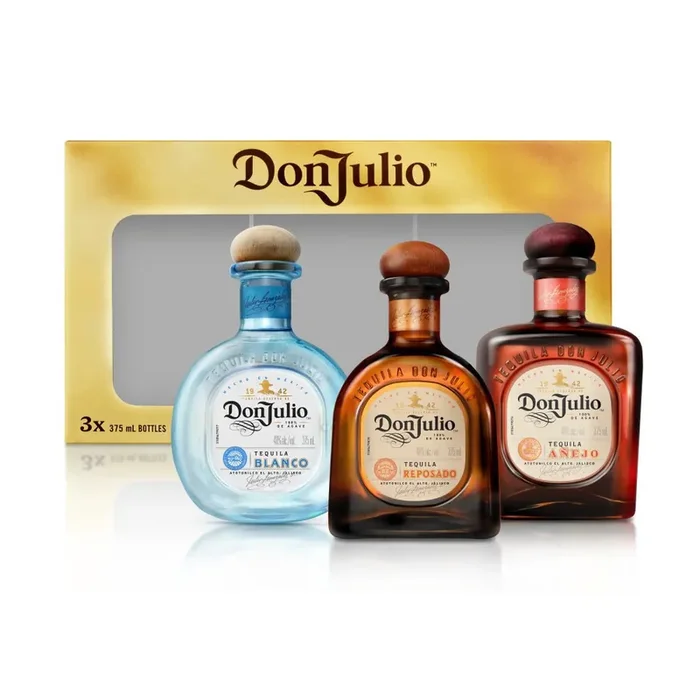 Don Julio Tequila Collection Box with Blanco, Reposado, and Anejo, 3 Pack, 375 mL Bottles