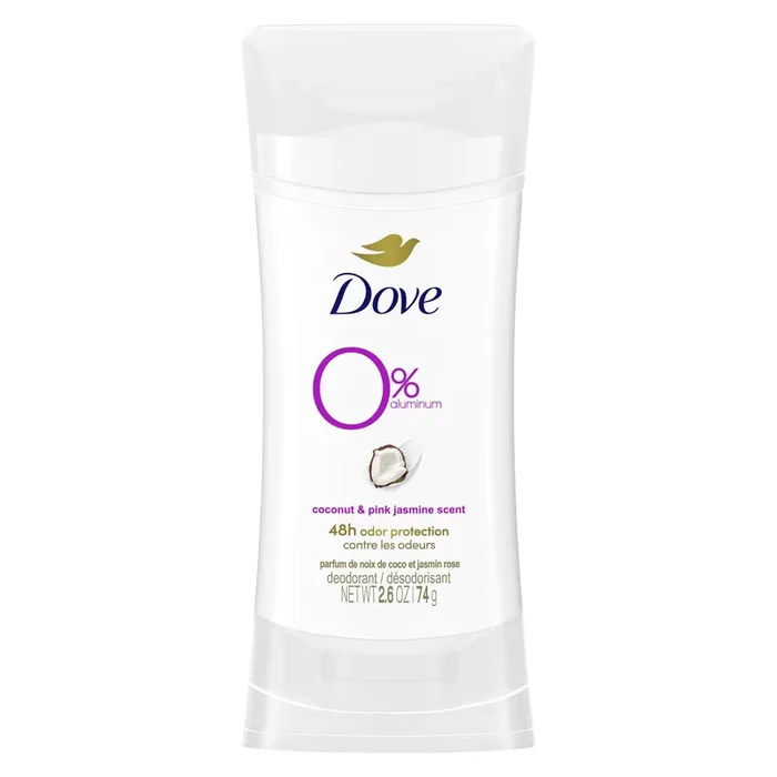 Dove 0% Aluminum Deodorant Stick Coconut and Pink Jasmine, 2.6 oz