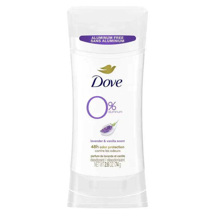 Dove 0% Aluminum Deodorant Stick Lavender and Vanilla, 2.6 oz
