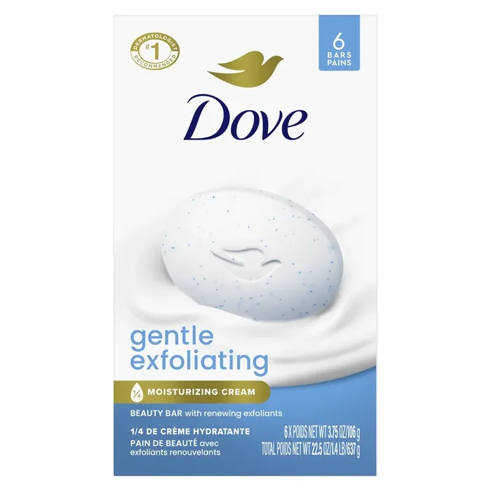 Dove Beauty Bar Gentle Exfoliating With Mild Cleanser, 3.75 oz, 6 Bars