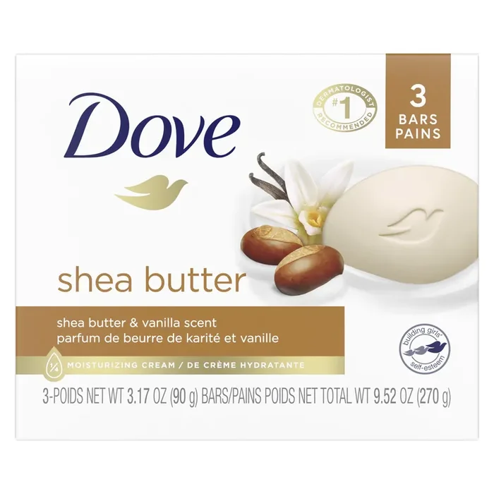 Dove Beauty Bar Gentle Skin Cleanser Shea Butter, 3.17 oz, 3 Bars