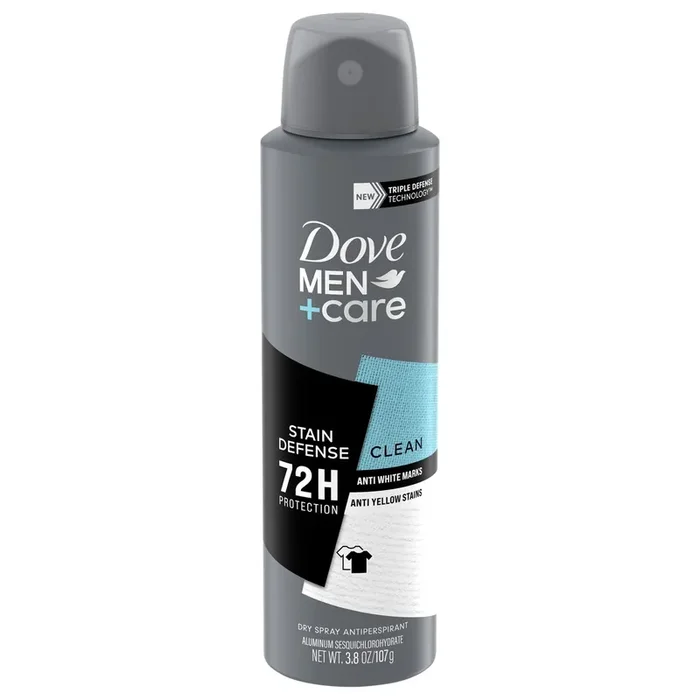 Dove Men+Care Antiperspirant Deodorant Dry Spray Stain Defense Clean, 3.8 oz