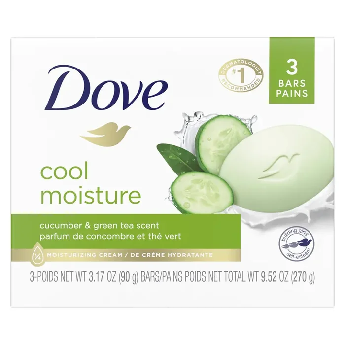 Dove Skin Care Beauty Bar Cucumber and Green Tea, 3.17 oz, 3 Bars