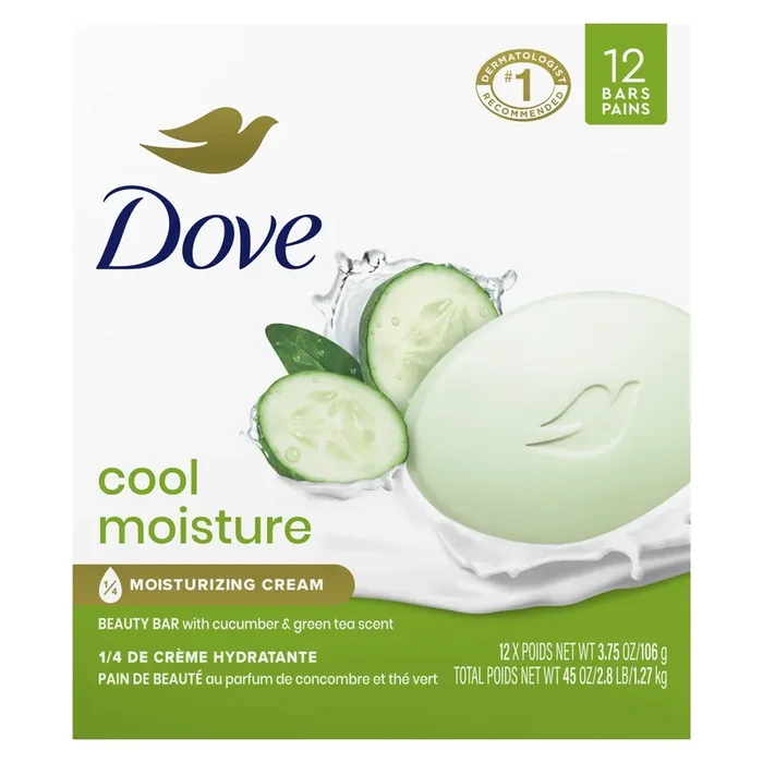 Dove Skin Care Beauty Bar Cucumber and Green Tea, 3.75 oz, 12 Bars
