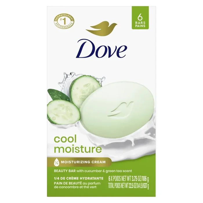 Dove Skin Care Beauty Bar Cucumber And Green Tea, 3.75 oz, 6 Bars