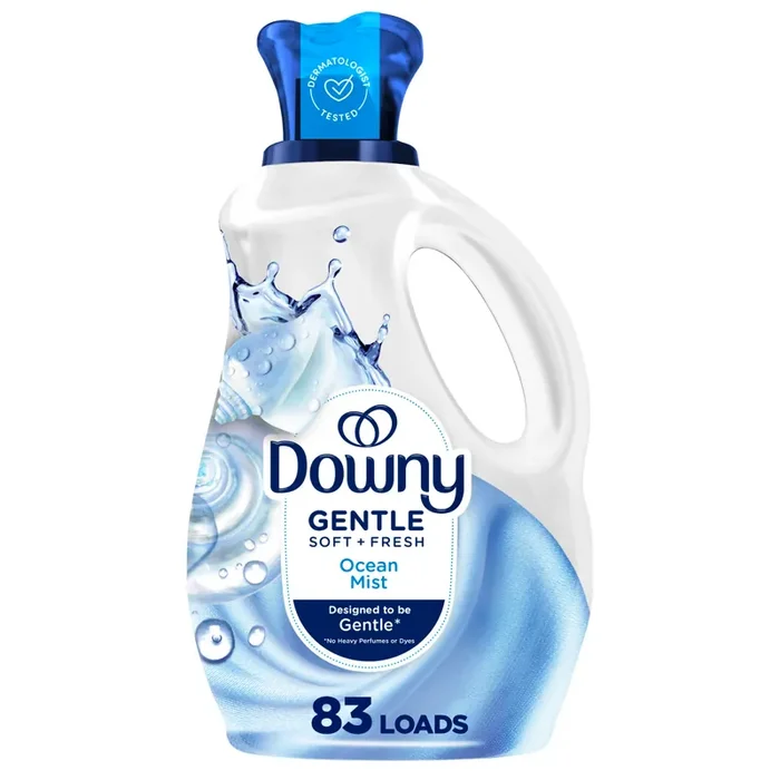 Downy Gentle Soft + Fresh Fabric Softener Liquid, Ocean Mist Scent, 56 FL OZ, 83 loads, Liquid Fabric Softener Designed to be Gentle on Skin