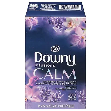 Downy Infusions Calm Lavender & Vanilla Bean Dryer Sheets – 200 Count