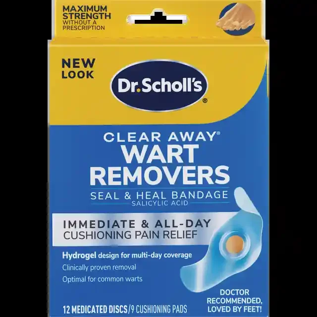 Dr. Scholl‘s CLEAR AWAY WART REMOVER HYDROGEL BANDAGE // 12 Discs/9 Cushions, Clinically Proven, Immediate & All-Day Cushioning Pain Relief, Multi-Day Coverage, 12 Treatments