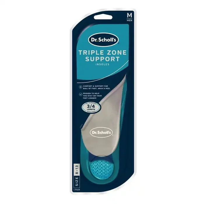 Dr. Scholl‘s Triple Zone Comfort Insoles for Men – Size (8-13) Therapeutic Arch Support, Foam