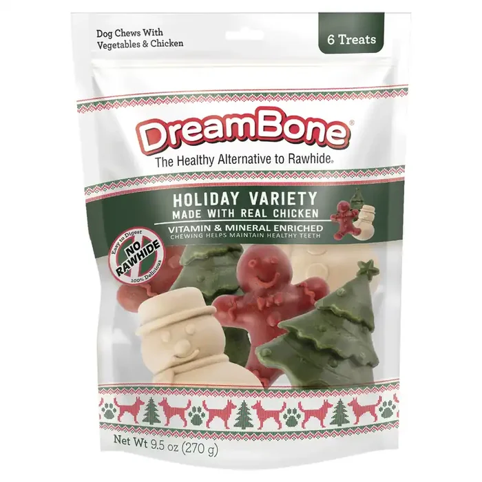DreamBone Holiday Dog Treat, Mixed Shapes