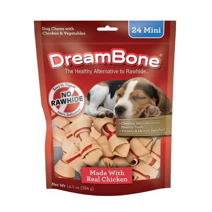 DreamBone Mini Bones with Chicken and Vegetable Flavor Dog Treats – 24ct