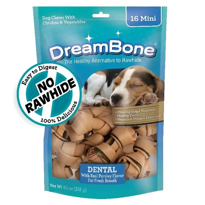 DreamBone Mini Dental Chews 16 Count, Rawhide-Free Chews For Dogs, Helps Maintain Healthy Teeth
