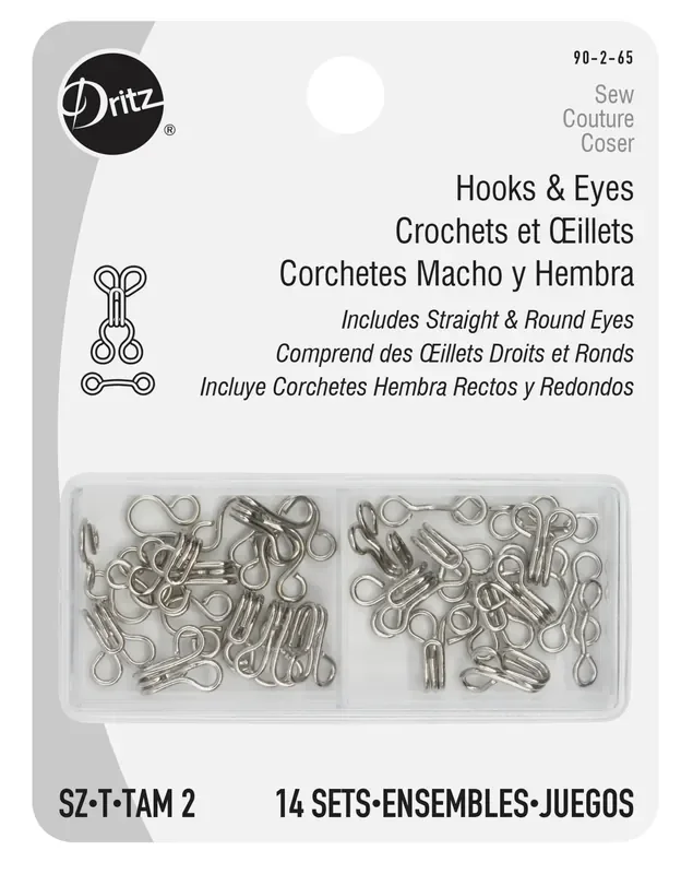 Dritz Hooks and Eyes-Sz 2-Nkl