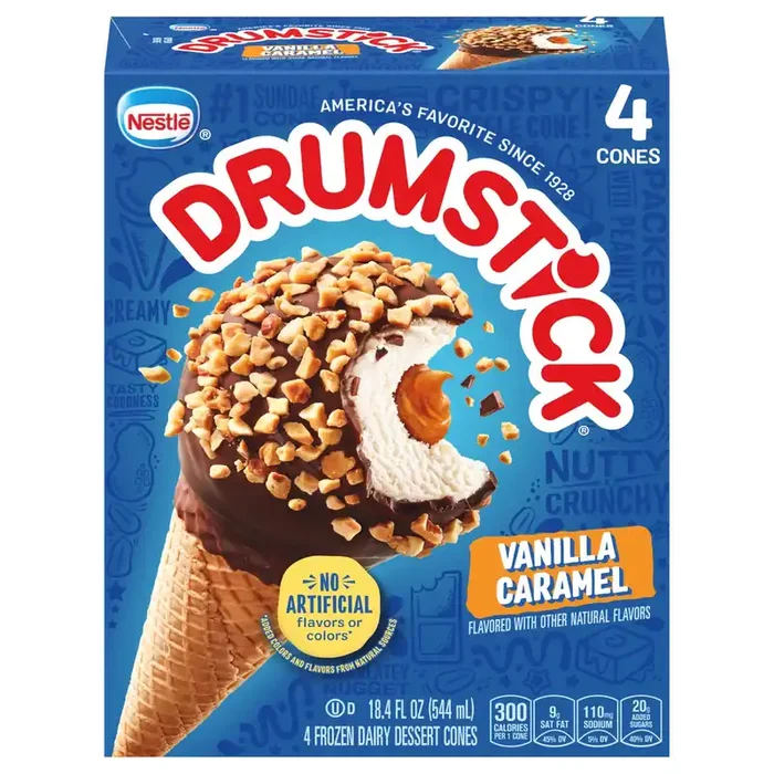 Drumstick Vanilla Caramel Frozen Dairy Dessert Cones