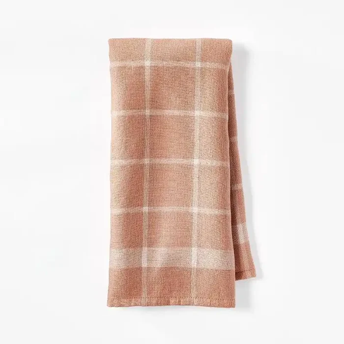 Dual Sided Terry Kitchen Towel Terracotta Orange/Cream – Figmint™ Reversible Cotton Dish Towel, OEKO-TEX Certified