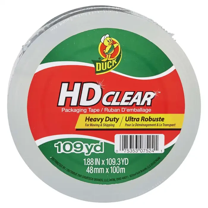 Duck Brand HD Clear High Performance Packaging Tape, 1.88-Inch x 109-Yard
