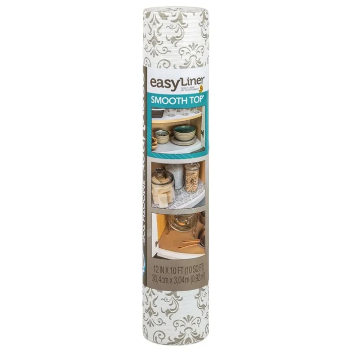 Duck Easy Liner 12-in x 10-ft Taupe Damask Shelf liner