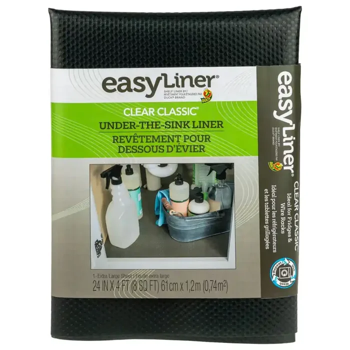 Duck EasyLiner Clear Classic Under the Sink Liner 24-in x 4-ft Black Cabinet mat