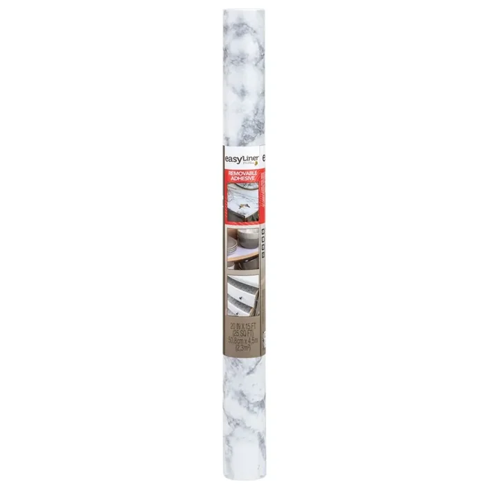 Duck EasyLiner Removable Adhesive 20-Inches x 15-ft White Marble Shelf liner