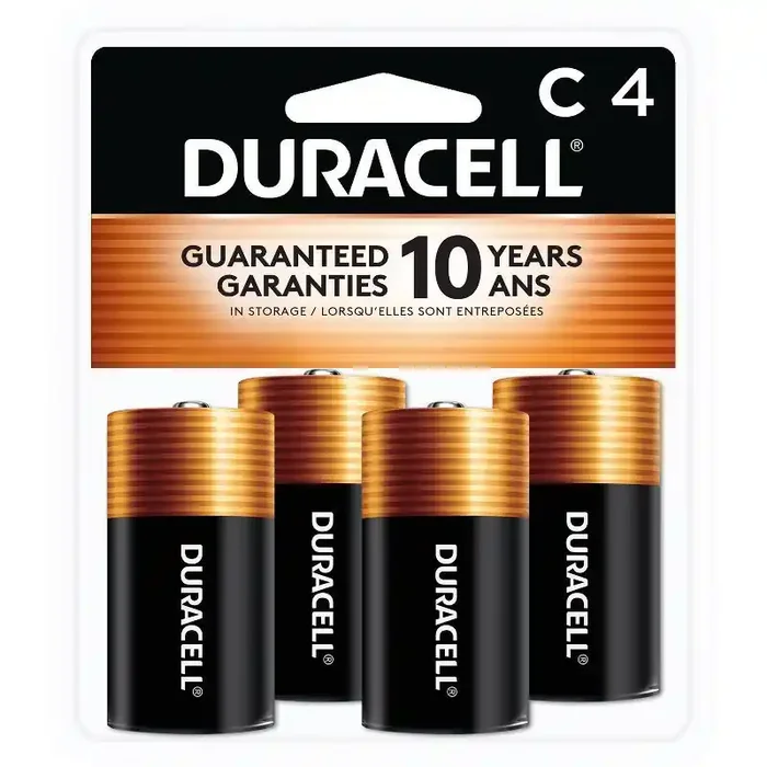Duracell Coppertop C Batteries – 4pk Alkaline Battery Household Use, 1.5V Output