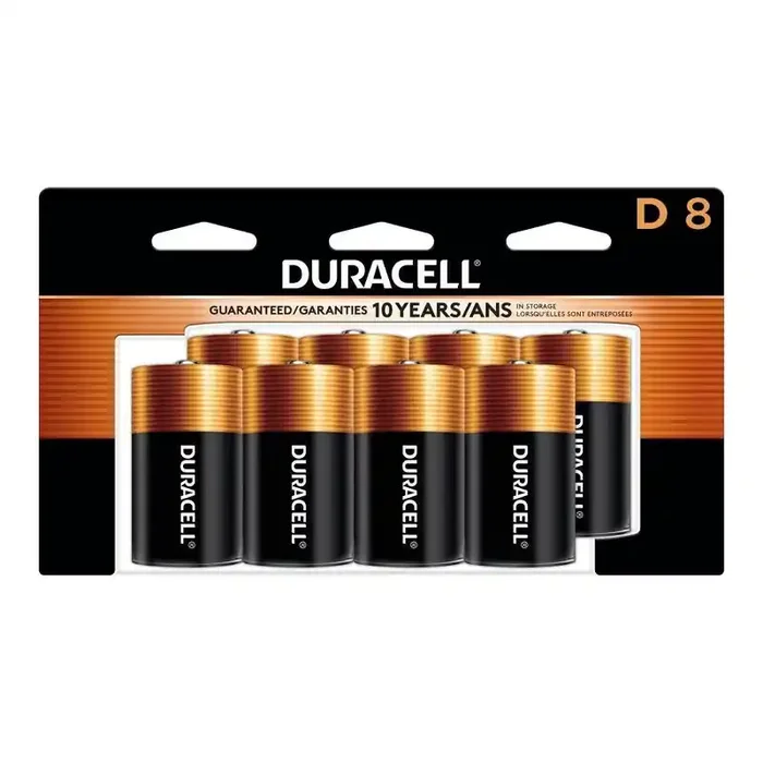 Duracell Coppertop D Batteries – 8pk Alkaline Battery Household Single-Use 1.5V
