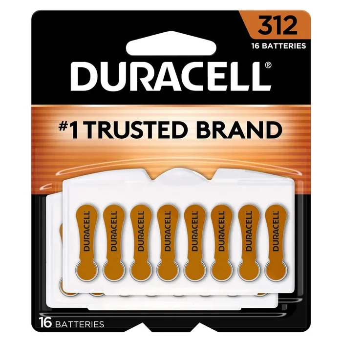 Duracell Size 312 Hearing Aid Batteries, 16/Pack