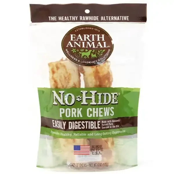 EARTH ANIMAL DOG NO-HIDE PORK 4 INCHES 2 PACK