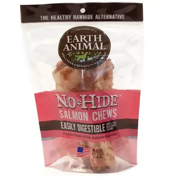 EARTH ANIMAL DOG NO-HIDE SALMON 7 INCHES 2 PACK