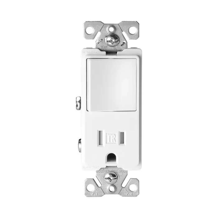 Eaton 15 -Amp 120/125-volt Tamper Resistant Residential/Commercial Decorator Switch outlet , White