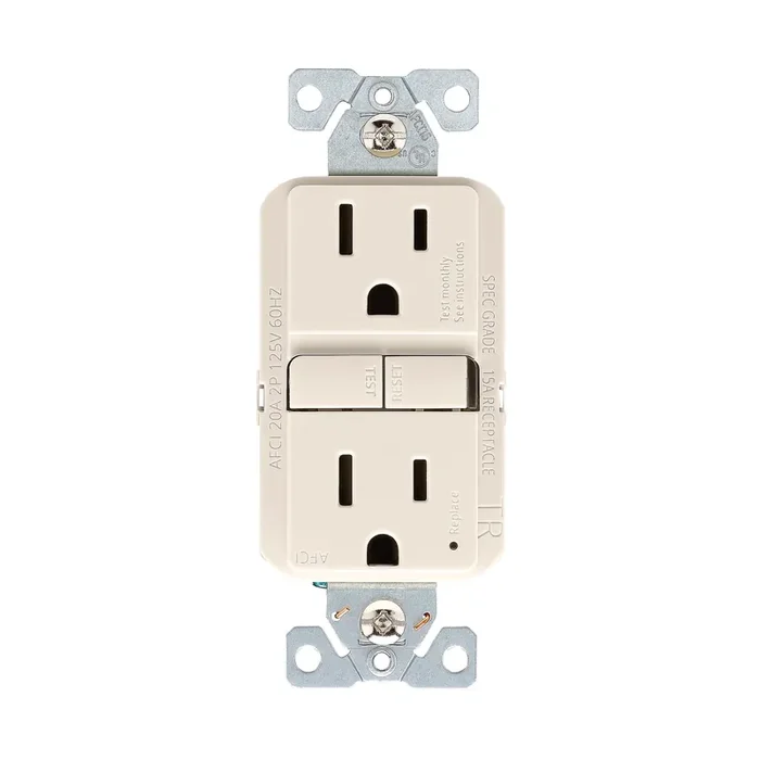 Eaton 15 -Amp 125-volt Tamper Resistant AFCI Residential/Commercial Decorator Outlet , Light almond