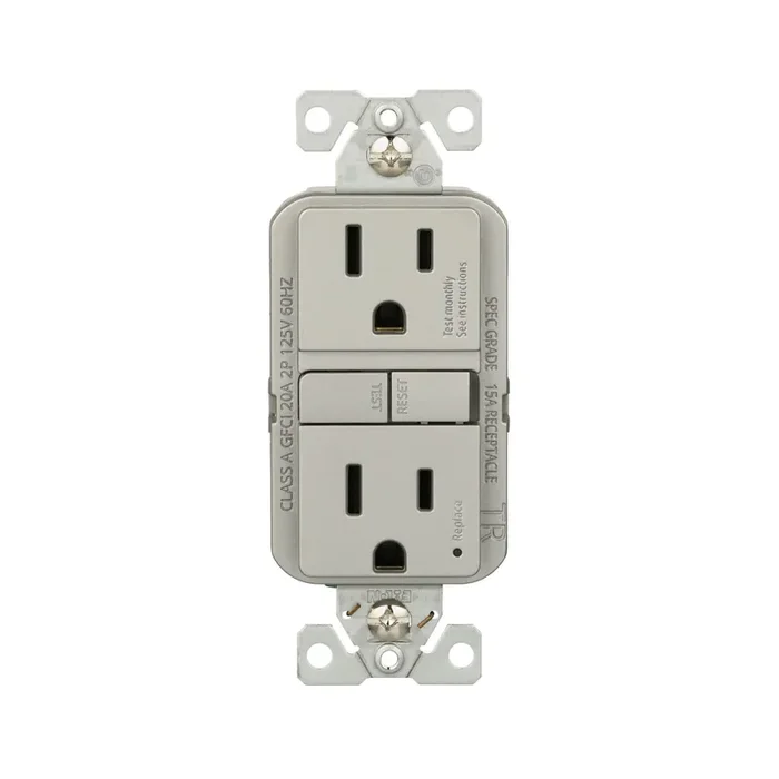 Eaton 15 -Amp 125-volt Tamper Resistant GFCI Residential Decorator Outlet , Silver Granite