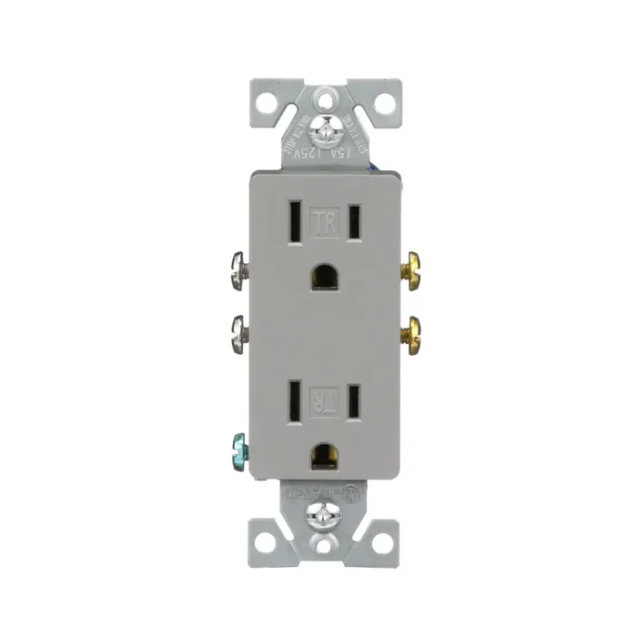 Eaton 15 -Amp 125-volt Tamper Resistant Residential/Commercial Decorator Outlet , Silver granite