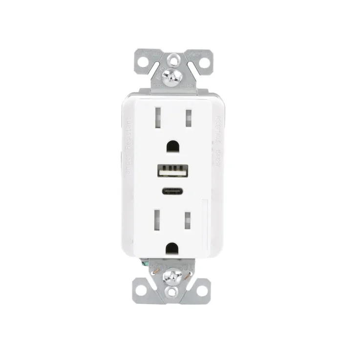 Eaton 15 -Amp 125-volt Tamper Resistant Residential/Commercial Decorator USB outlet Type A/C , White 3 -Pack