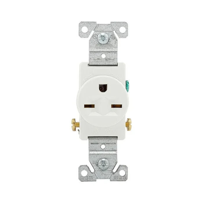 Eaton 15 -Amp 250-volt Commercial Round Outlet , White