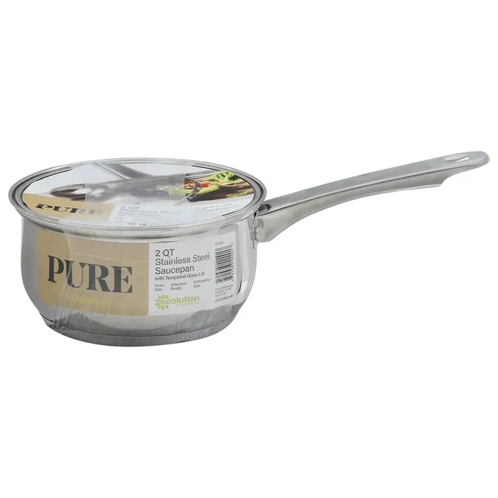 Ecolution 2 Quart Stainless Steel Saucepan with Tempered Glass Lid 1 ea