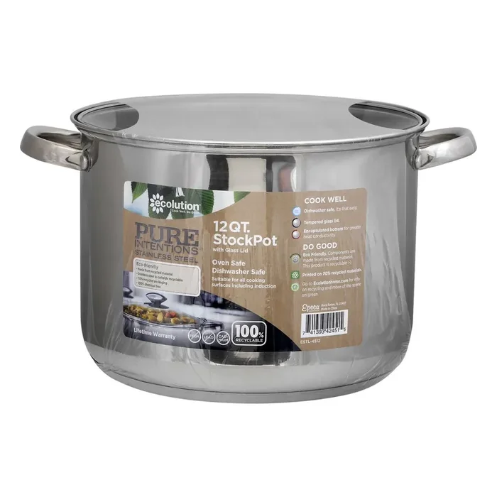 Ecolution Epoca Pure Intentions Silver Stainless Steel Stock Pot With Lid