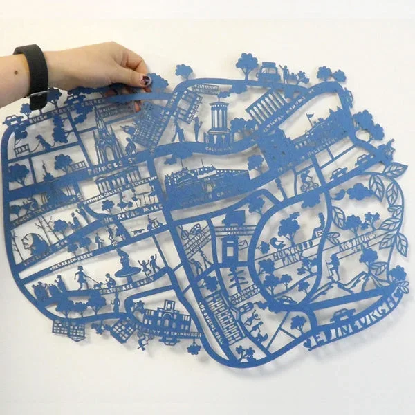 Edinburgh A2 Lasercut Map in Tube – Navy