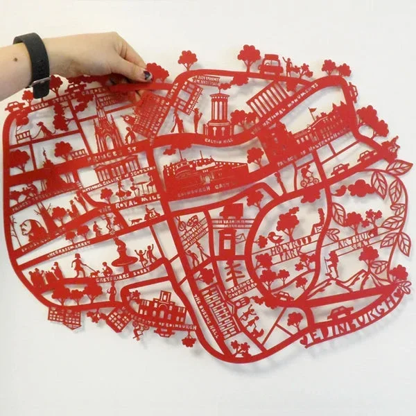 Edinburgh A2 Lasercut Map in Tube – Red
