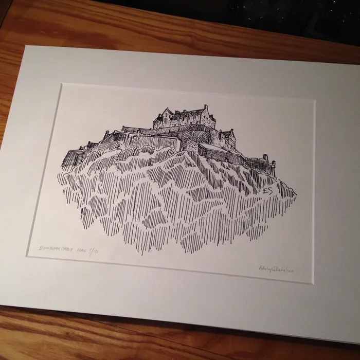 Edinburgh Castle Limited Edition Giclee Print Black