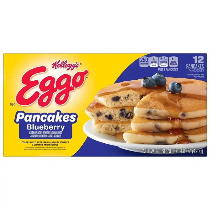 Eggo Frozen Pancakes, Frozen Breakfast, Breakfast Food, Blueberry, 14.8oz Box, 12 Pancakes