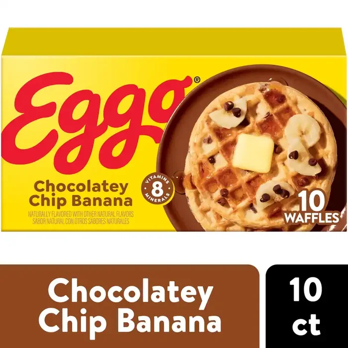 Eggo Frozen Waffles, Frozen Breakfast, Breakfast Food, Chocolatey Chip Banana, 12.3oz Box, 10 Waffles