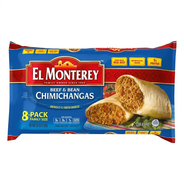 El Monterey Beef & Bean Chimichangas, 8 Count (Frozen)