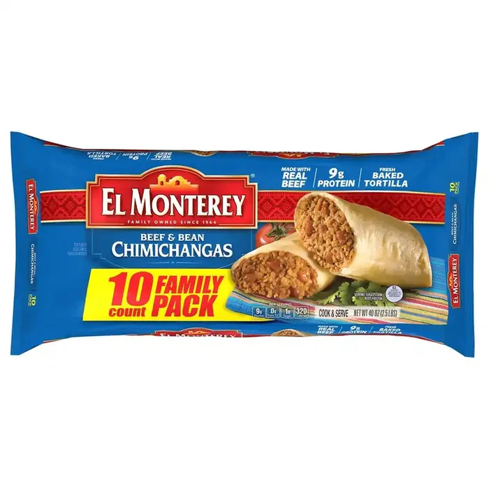 El Monterey Chimichangas Beef Bean & Bean Family Pack