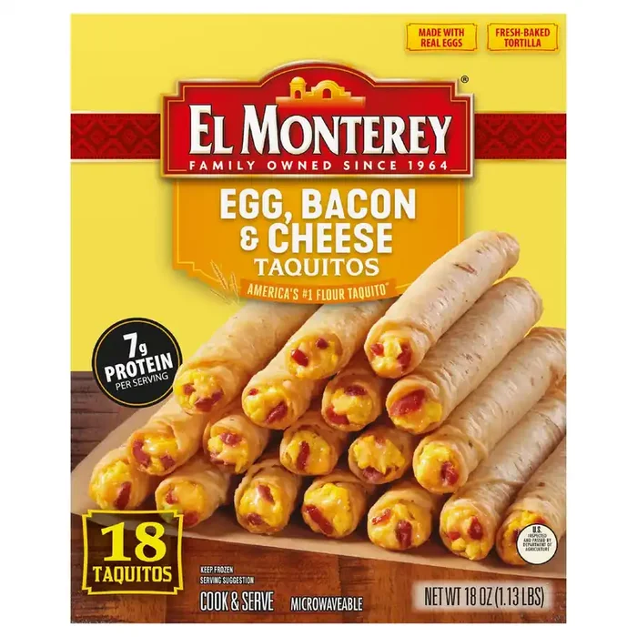 El Monterey Egg, Bacon & Cheese Taquitos, 18 Count (Frozen)