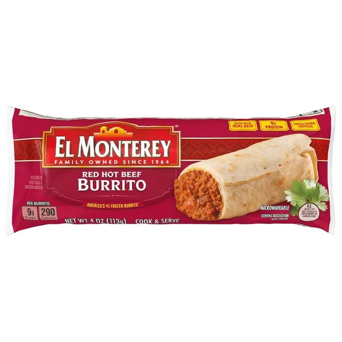 El Monterey Red Hot Beef Burrito 4oz Single Serve